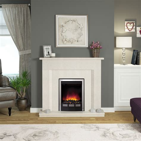 Be Modern Mariano Manila Micro Marble Chrome Effect Electric Fire Suite