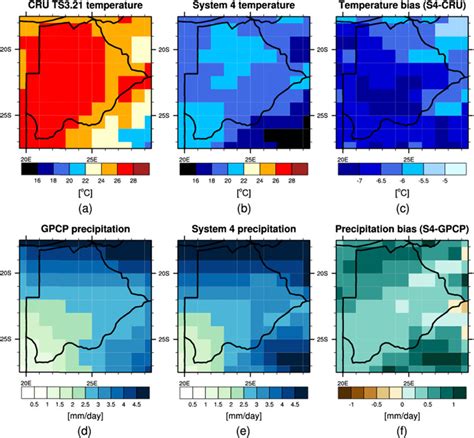 Top Row DecJanFeb Botswana Climatology Maps For 2 M Air Temperature