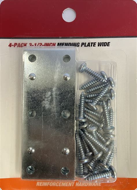 Hyper Tough 3 12 In Wide Mending Plate Steel Zinc Plated 4 Packhardware Braces