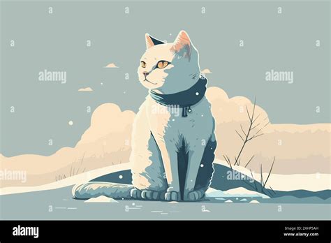 Cat Winter Vector Illustration Stock Vector Image And Art Alamy
