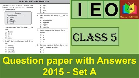 Ieo Class 5 Question Paper 2015 Set A Ieo Olympiad Class 5 Question