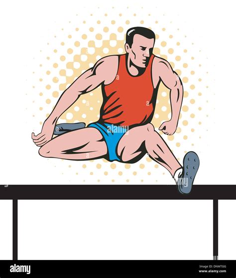 Illustration Of A Track And Field Athlete Running Jumping The Hurdles