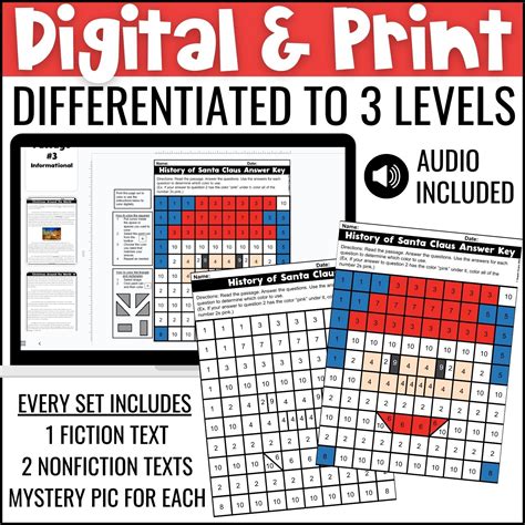 Christmas Reading Comprehension Passages With Mystery Picture Activity