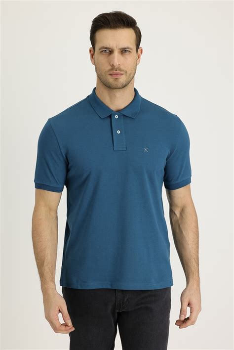 Orta Petrol Polo Yaka Slim Fit Nak L Ti Rt Ki L