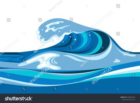 Tsunami Wave Background Flat Cartoon Style Stock Vector (Royalty Free ...