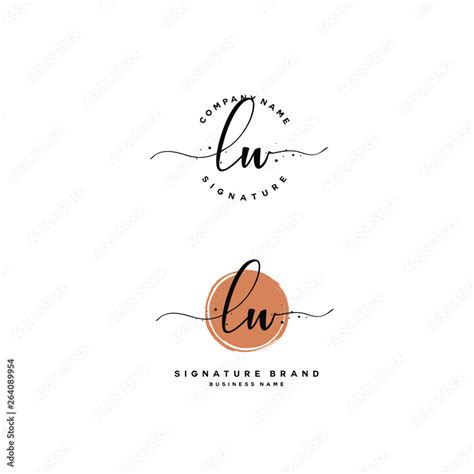 L W Lw Initial Letter Handwriting And Signature Logo Stock Vector