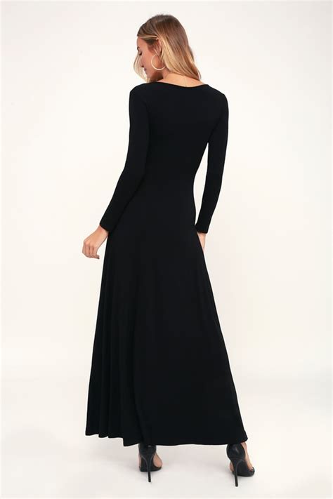 Chic Black Dress Maxi Dress Long Sleeve Dress Lulus