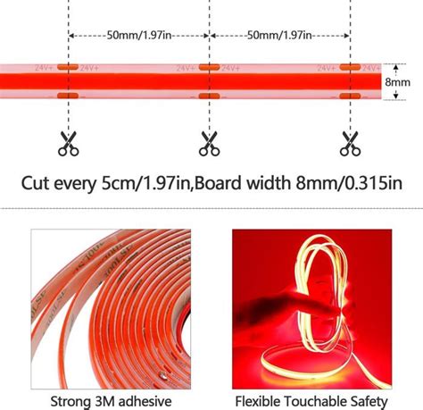 V Cob Ruban Led Red Nm Led M M Tanche Ip Luminescence