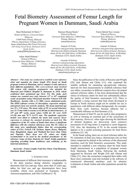 Pdf Fetal Biometry Assessment Of Femur Length For Pregnant Women In