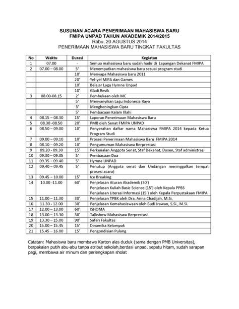 Detail Contoh Susunan Acara Kegiatan Koleksi Nomer