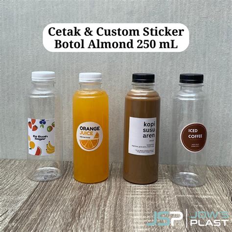 Jual Stiker Botol Almond Bulat Bening 250 Ml Stiker Label Cetak Print