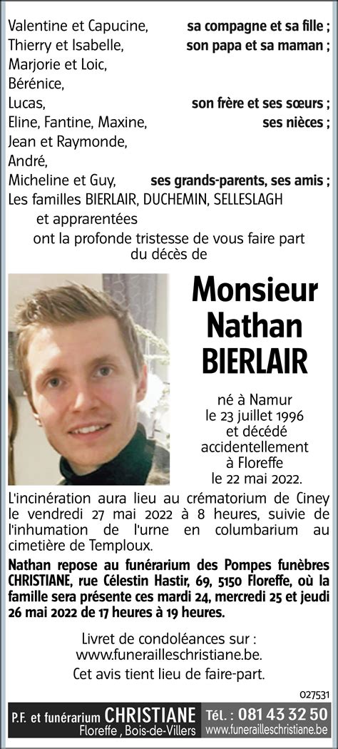 Nathan BIERLAIR 22 05 2022 Avis nécrologique lavenir net