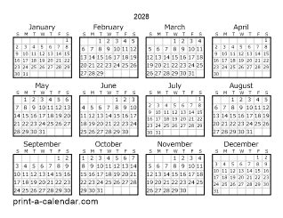 Download 2028 Printable Calendars