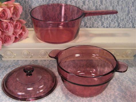 Vintage Corning Pyrex Cranberry Visions Glass Cookware Double Etsy