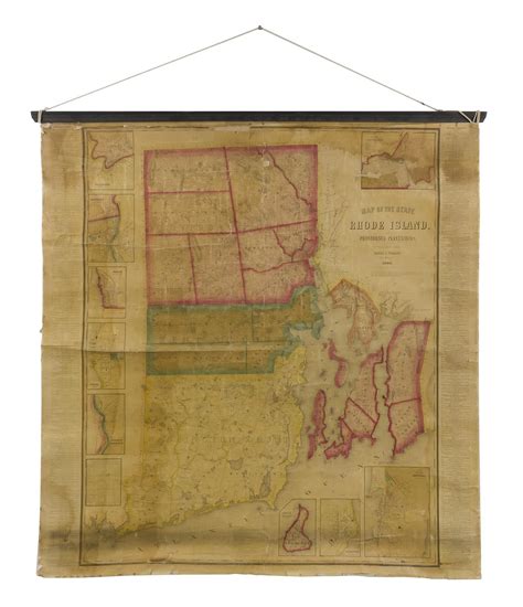 Lot Rolled 1855 Map Of Rhode Island Map Of The State Of Rhode Island And Providence