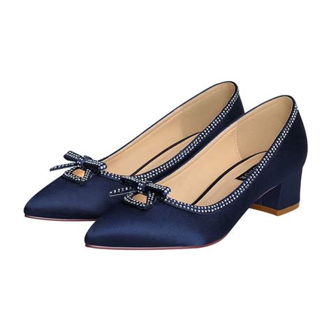 Navy Low Heel Dress Pumps