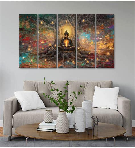 Buy Lord Buddha Sitting Tree With Deep Modern Painting Art Panels at ...