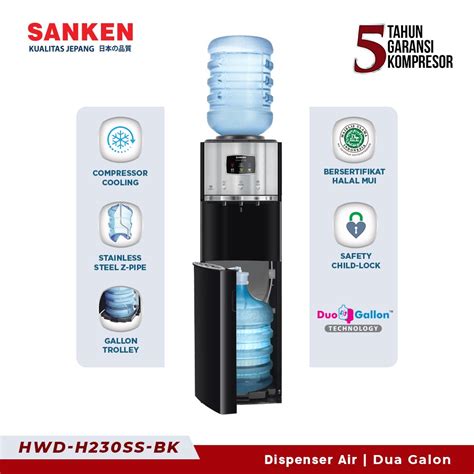 Jual Sanken Dispenser Duo Galon Bawah Atas Hwd H Ss Oasis Stainless