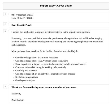 Import Export Cover Letter Velvet Jobs