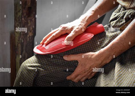 Thigh Pain In Asian Senior Male Patient Concept Of Muscle Sprain