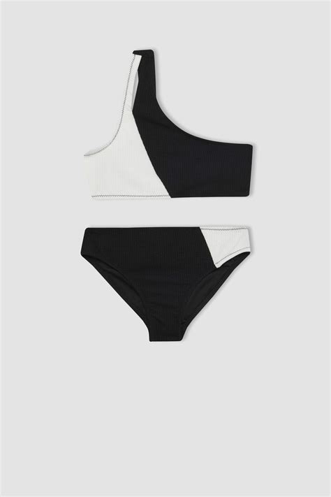 Siyah K Z Ocuk Gen K Z K Z Ocuk Tek Omuzlu Bikini Tak M