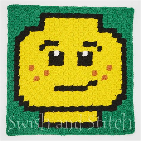 Brick Face Son C2c Crochet Block Lego Inspired Swish And Stitch