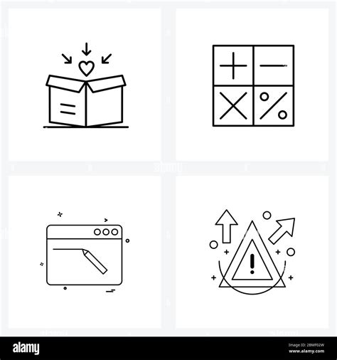 Universal Symbols Of 4 Modern Line Icons Of Charity Web Layout Heart