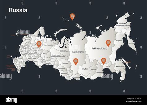 Mapa de Rusia Infographics diseño plano colores blanco nieve con