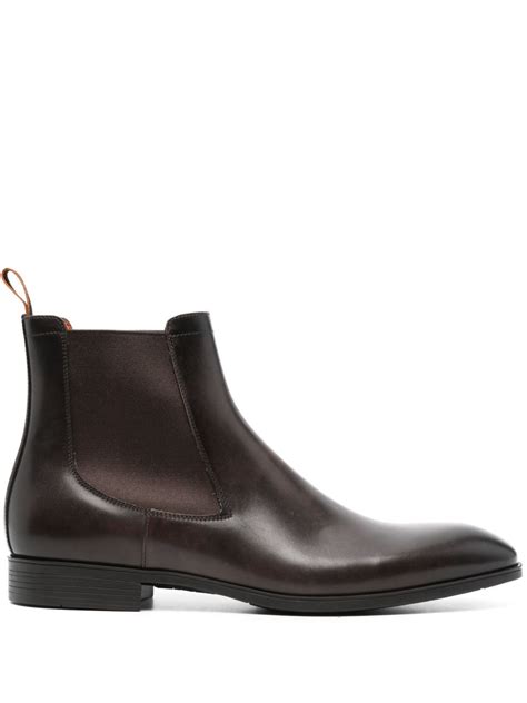 Santoni Leather Chelsea Boots Brown Farfetch