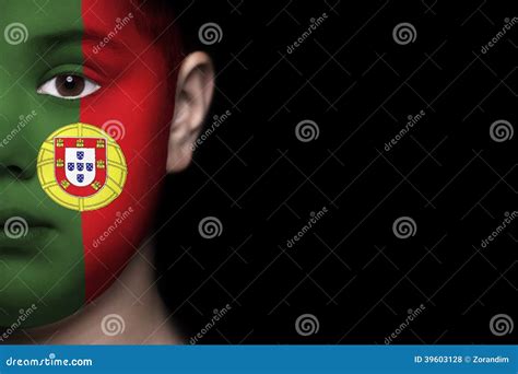 Human Face Painted With Flag Of Portugal Stock Photo Image Of Sign