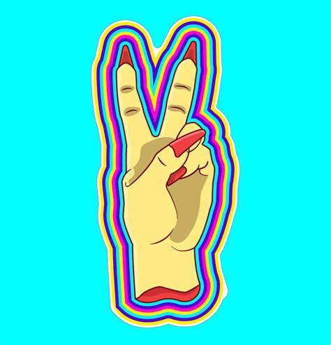 Colorful Peace Hand Sign