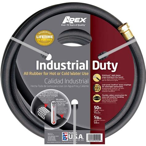 Apex 5 8 In Dia X 50 Ft Black Rubber Commercial Hot Water Hose 8650