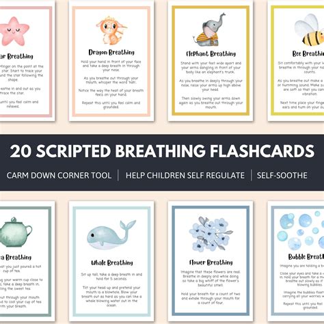 Mindfulness Breathing Cards For Kids Scripted Cards Anxiety Etsy