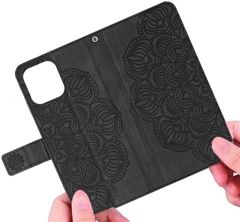 Samsung Galaxy A34 Hoesje Mandala Book Case Met Pasjeshouder Zwart