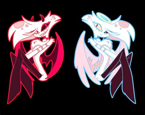 Angeldust Angel And Devil Hazbin Hotel Fan Made Soft Enamel Pin Set