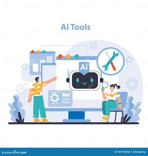 Ai Tools Concept. Flat Vector Illustration. Stock Illustration ...