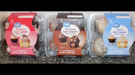 Great Value Walmart Ice Cream Filled Cupcakes Strawberry Chocolate