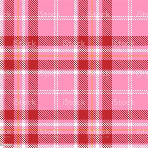 Tartan Plaid Seamless Pattern Red Yellow White Line Fabric Texture Pink Background Scottish Cage