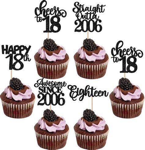 Amazon 30 Pack 18th Birthday Cupcake Toppers Glitter Straight