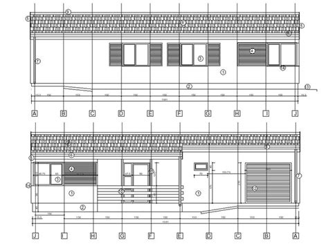 Elevation of house drawings dwg file