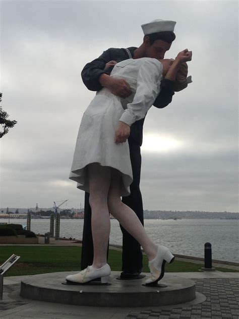 The Kiss Statue In San Diego Ca Bay On Harbor Dr Next To The Uss Midway Taken From The