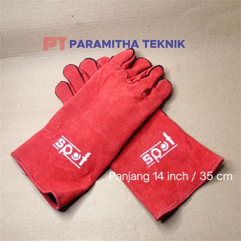 Jual Sarung Tangan Las Kulit Inch Welding Safety Gloves Cm Merah