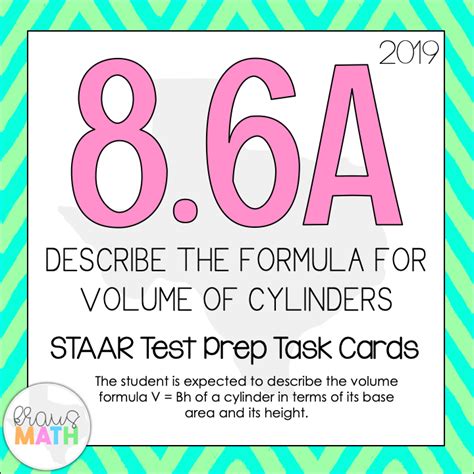 A Volume Of Cylinders Formula Staar Test Prep Teks Task Cards