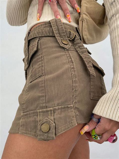 Y2k Denim Cargo Mini Skirt