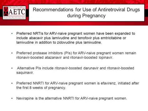 Antiretroviral Therapy During Pregnancy Antiviral Agents