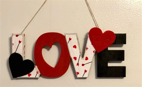 Love wall hanging sign, wooden sign decor, love sign, decoupaged sign, valentines decor