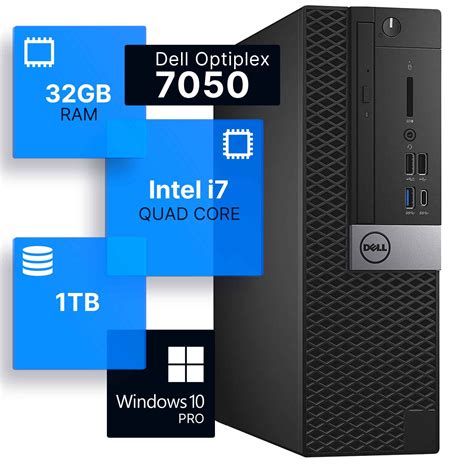 Dell Optiplex 7050 Desktop Computer Intel Quad I7 Cpu 32gb Ddr4 Ram 1tb Ssd Windows 10