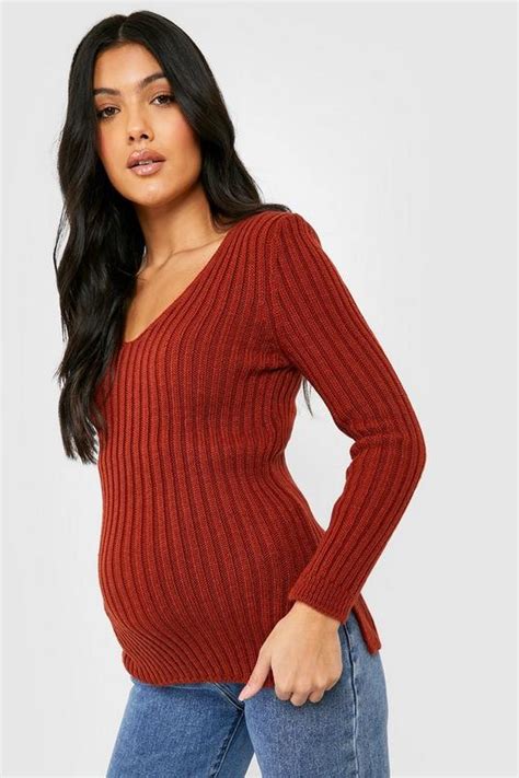 Maternity Side Split V Neck Jumper Boohoo Uk