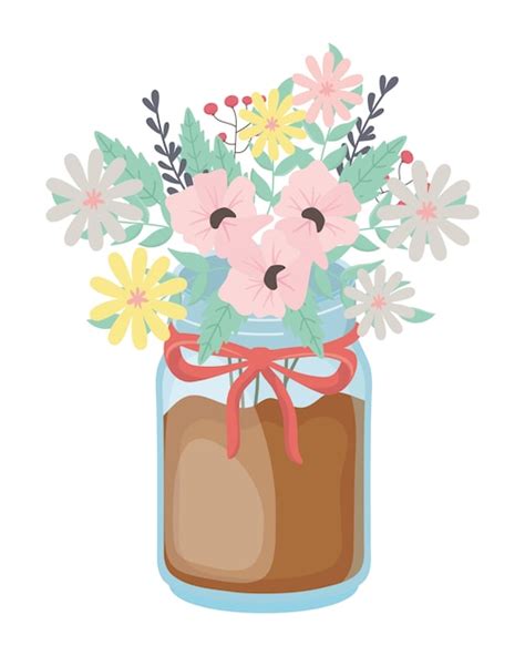 Premium Vector Flowers And Leaves Inside Vase