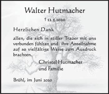 Traueranzeigen Von Walter Hutmacher Wirtrauern